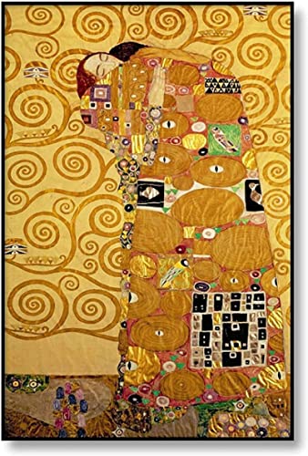 HONGC Wandbilder Klassischer Künstler Gustav Klimt Kuss Erfüllung Abstraktes Ölgemälde Poster Moderne Wandbilder Für Wohnzimmer 30x40cm (12x16inch) Kein Rahmen von HONGC