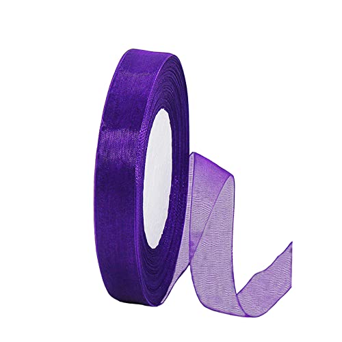 45m Organzaband Lila 15mm Breit Chiffo Geschenkband,Transparentes Organza Bänder Chiffonband Schleifenband Dekoband Geschenkverpackung Deko Band Tüllband für Weihnachten Hochzeit Taufe Geburtstag von HONGCI