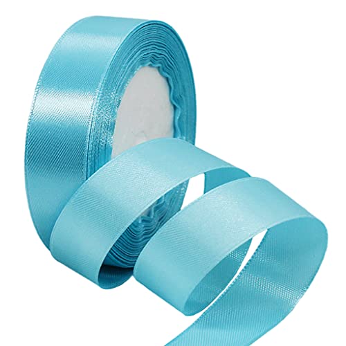 22m Satinband Geschenkband Hellblau 25mm Breit,Seidenband Dick Schleifenband Satin Dekoband Geschenkverpackung Deko Band Stoffband für Halloween Weihnachten Hochzeit Taufe Geburtstag DIY-Handwerk von HONGCI