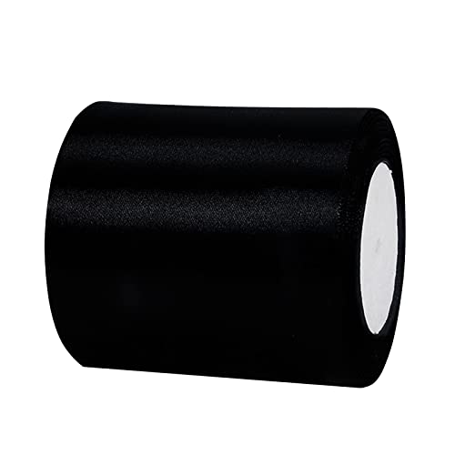 22m Satinband Geschenkband Schwarz 100mm Breit,Trauer Band Schwarz Schleifenband Satin Dekoband Geschenkverpackung Deko Band Stoffband für Halloween Weihnachten Hochzeit Geburtstag DIY-Handwerk von HONGCI