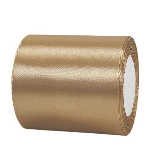 22m Satinband Geschenkband Champagner Gold 100mm Breit,Auto Seidenband Gold Dick Schleifenband Satin Dekoband Geschenkverpackung Deko Band Stoffband für Halloween Weihnachten Hochzeit Taufe Geburtstag von HONGCI