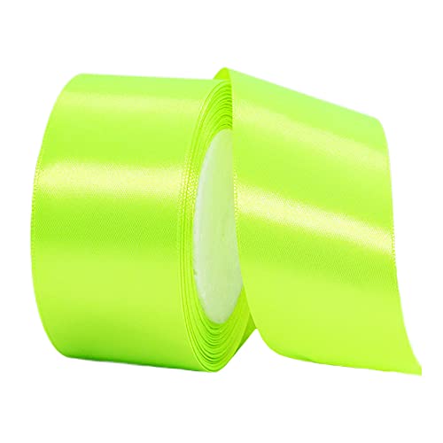 22m Satinband Geschenkband Fluoreszierendes Grün 40mm Breit,Auto Seidenband Dick Schleifenband Satin Dekoband Geschenkverpackung Deko Band Stoffband für Halloween Weihnachten Hochzeit Taufe Geburtstag von HONGCI