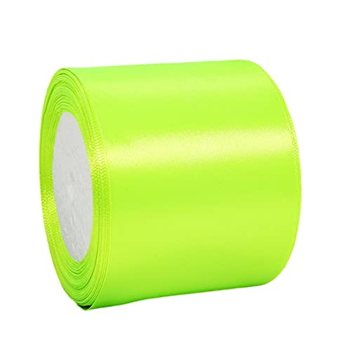 22m Satinband Geschenkband Fluoreszierendes Grün 75mm Breit,Auto Seidenband Dick Schleifenband Satin Dekoband Geschenkverpackung Deko Band Stoffband für Halloween Weihnachten Hochzeit Taufe Geburtstag von HONGCI