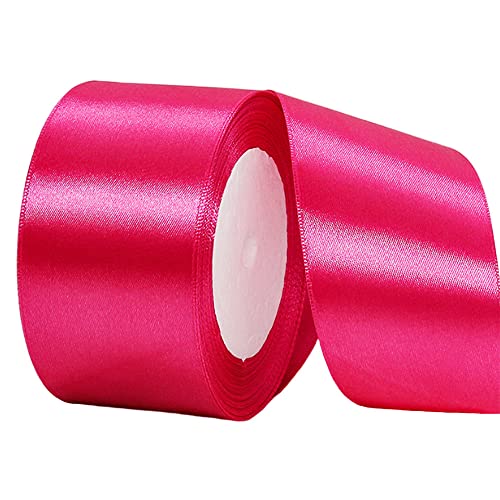 22m Satinband Geschenkband Hot Pink 50mm Breit,Seidenband Hot Pink Schleifenband Satin Dekoband Geschenkverpackung Deko Band Stoffband für Halloween Weihnachten Hochzeit Taufe Geburtstag DIY-Handwerk von HONGCI