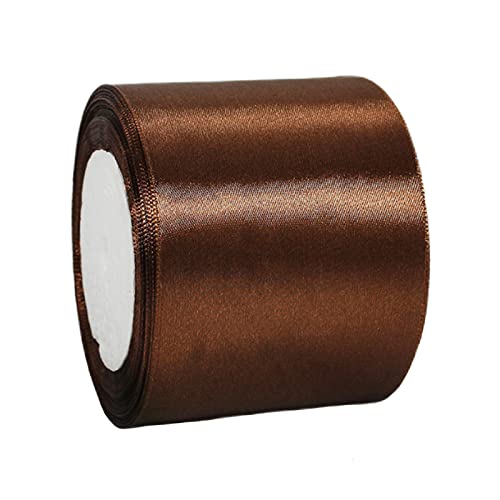 22m Satinband Geschenkband Kaffee 75mm Breit,Auto Seidenband Kaffee Dick Schleifenband Satin Dekoband Geschenkverpackung Deko Band Stoffband für Halloween Weihnachten Hochzeit Taufe Geburtstag DIY von HONGCI