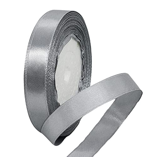 22m Satinband Geschenkband Silber 15mm Breit,Seidenband Silber Schleifenband Satin Dekoband Geschenkverpackung Deko Band Stoffband für Halloween Weihnachten Hochzeit Taufe Geburtstag DIY-Handwerk von HONGCI