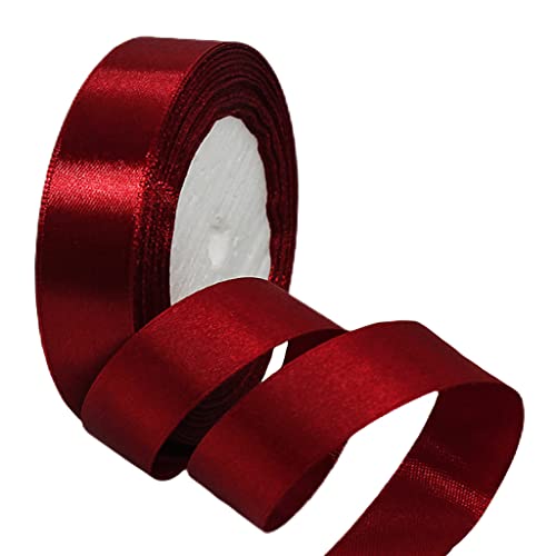 22m Satinband Geschenkband Weinrot 25mm Breit,Seidenband Dick Schleifenband Satin Dekoband Geschenkverpackung Deko Band Stoffband für Halloween Weihnachten Hochzeit Taufe Geburtstag DIY-Handwerk von HONGCI