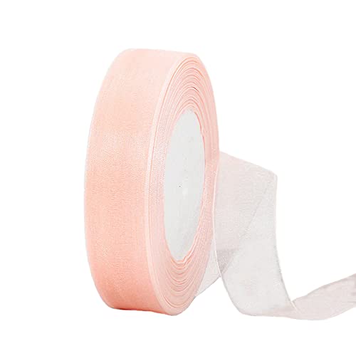 45m Organzaband Champagner Rosa 20mm Breit Chiffo Geschenkband,Transparentes Organza Bänder Chiffonband Schleifenband Dekoband Geschenkverpackung Deko Band Tüllband für Weihnachten Hochzeit Geburtstag von HONGCI