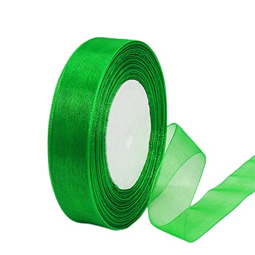 45m Organzaband Grün 20mm Breit Chiffo Geschenkband,Transparentes Organza Bänder Chiffonband Schleifenband Dekoband Geschenkverpackung Deko Band Tüllband für Weihnachten Hochzeit Taufe Geburtstag von HONGCI