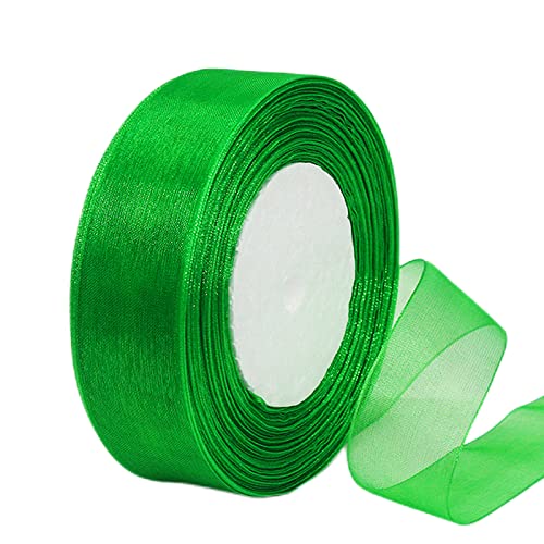 45m Organzaband Grün 38mm Breit Chiffo Geschenkband,Transparentes Organza Bänder Chiffonband Schleifenband Dekoband Geschenkverpackung Deko Band Tüllband für Weihnachten Hochzeit Taufe Geburtstag von HONGCI