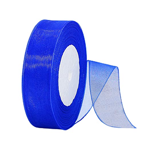 45m Organzaband Rayolblau 25mm Breit Chiffo Geschenkband,Transparentes Organza Bänder Chiffonband Schleifenband Dekoband Geschenkverpackung Deko Band Tüllband für Weihnachten Hochzeit Taufe Geburtstag von HONGCI