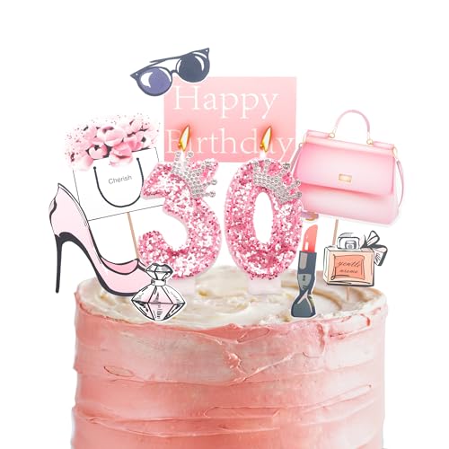 Tortenaufsätze zum 30. Geburtstag, Kerzen zum 30. Geburtstag, rosa Zahl 30, Kerzen für Geburtstagskuchen, personalisierbar zum 30. Geburtstag, Kuchendekorationen für Frauen von HONGCI
