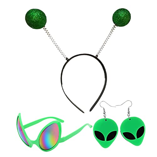 HONMEET 1 Satz Alien-stirnband Stirnband Machen Haarschmuck Grüne Brille Weltraum-sonnenbrille Marsantennenkopf Bopper Partyzubehör Für Erwachsene Trendige Röcke Cosplay-stirnband Plastik von HONMEET