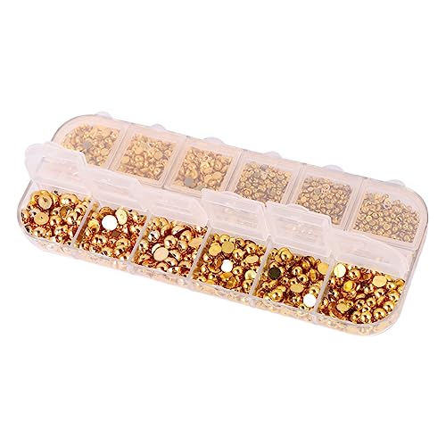 HONMEET 1 Schachtel Nagelkunstaufkleber Nagel Perle Edelsteine ​​Perlen Nagelkunst-Edelsteine Goldrand nail decoration maniküre zubehör Dekorative Nagelsticker Modisches Nageldekor Golden von HONMEET