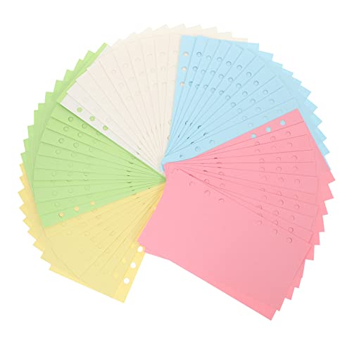 HONMEET 100 Blatt A6 Blanko Nachfüllpapier Farbiges 6 Fach Gelochtes Loseblattpapier Für Ringordner Ideal Für Kreative Projekte Basteln Und Notizen von HONMEET