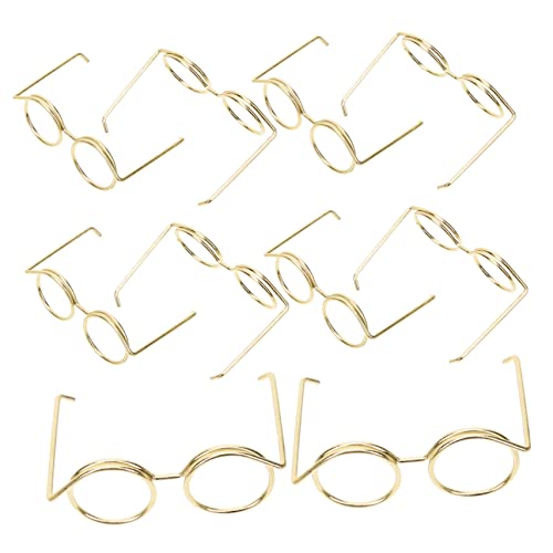 HONMEET 10St Metallbrille Junggesellinnenabschied Sonnenbrille Mini-Brille für Puppen kindertagsgeschenke puppenkleidung Spielzeug gläser Miniatur-Dinge Puppe Verkleidet Brille Golden von HONMEET