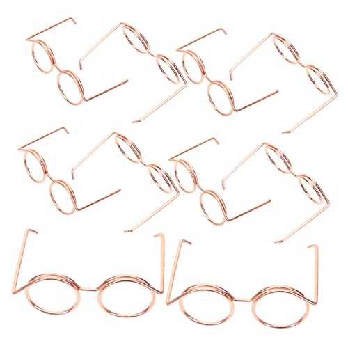 HONMEET 10St Metallbrille Kinder-Outfits Spielzeuge Brille zum Anziehen der Puppe kindertagsgeschenke puppenkleidung Bekleidung Mädchenspielzeug Puppenzubehör Miniatur-Dinge Rose Gold von HONMEET