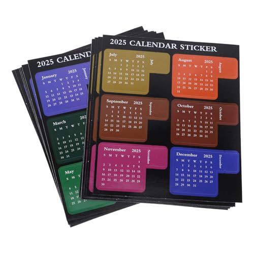 HONMEET 12 Blatt Haftnotizen Index 2025 Zeitplan Kalenderaufkleber Monatskalenderaufkleber Notizbuchkalenderaufkleber Selbstklebende Kalenderaufkleber Monatsplaneraufkleber von HONMEET