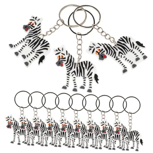 HONMEET 12 Stück Zebra Schlüsselanhänger Schlüsselanhänger Zebra Charm Schlüsselanhänger 3D Zebra Figuren Schlüsselanhänger Süßer Auto Schlüsselanhänger Zebra Tier Anhänger von HONMEET