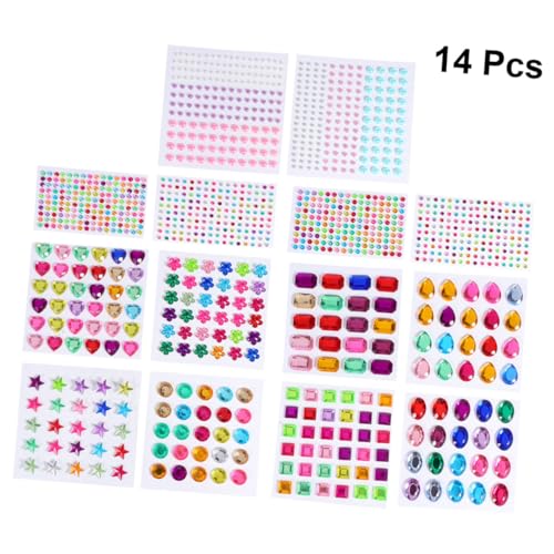 HONMEET 14 Blätter Aufkleber Acrylsteine ​​zum Basteln Kinder Sticker Set stickerset Kinder Sticker Kinder Set Sticker Set für Kinder DIY Kunsthandwerk von HONMEET