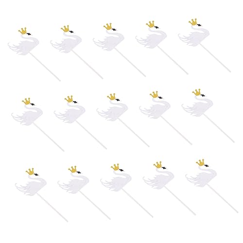 HONMEET 15 Stück Kuchendekorationszubehör – Hochzeit Cupcake Topper Schwan Geburtstag Dessert Topper Kuchendekoration Essen Geburtstagskuchen Deko Kuchendekoration Picks von HONMEET