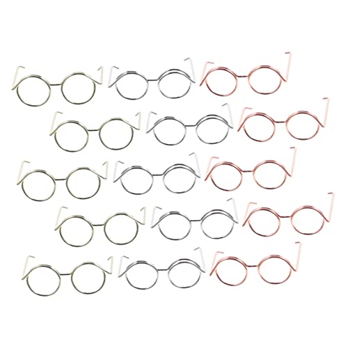 HONMEET 15St Puppenbrille Puppen-Anziehspielzeug Katze Klassische Retro-Sonnenbrille Puppenhauszubehör Mini Spielzeug Brillen Puppenzubehör Accessoires für Puppenkleidung Kupferkabel von HONMEET