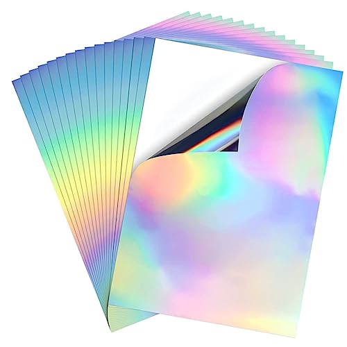 HONMEET 20 Blätter one piece aufkleber buch sticker holografisches Aufkleberpapier für Drucker transparentes holografisches Vinyl holografisch bedruckbares Papier Gravurfolie von HONMEET