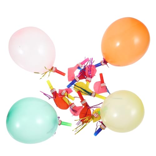 HONMEET 200 Stk Krachmacher Ballon Pfeift Spielzeug Kinder Blowouts Partypfeifen Musikalische Ausbrüche Metallische Luftballons von HONMEET