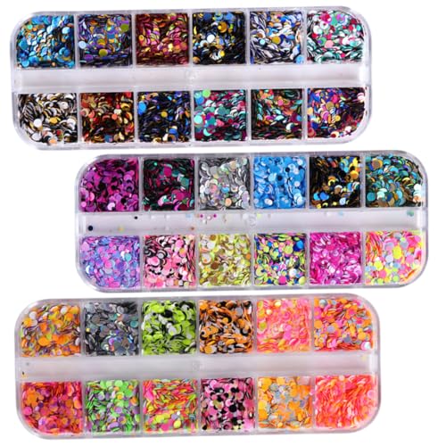 HONMEET 3 Kisten Nagelflocken Glitzer für Make-up holografische Nagelkunst Nagelfolien-Kit runder Nagelglitzer nägel zu hause machen nail foil aufkleber Nagel Pailletten Nageldekoration von HONMEET