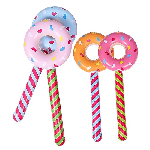 HONMEET 4 Stück Aufblasbarer Donut-Stick gefälschte Süßigkeiten Donut-Pool schwimmt hühner spielzeug aufblasbare donut Lutscher sommer aufblasbares spielzeug aufblasbare Spielzeuge PVC von HONMEET