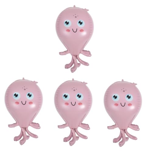 HONMEET 4 Stück Dreidimensionaler Oktopus-Ballon Cartoon-Oktopus-Ballons Oktopus aufblasbarer Ballon Fotoballon Folienballon luftballons spielzeug Oktopus-Modellierballons Rosa von HONMEET