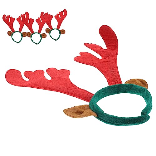 HONMEET 4 Stück Weihnachtsgeweih Stirnband Weihnachtliches Haar-accessoire Hirschgeweih Stirnband Weihnachtskopfschmuck Zubehör Stirnband Aus Hirschhorn Hirschgeweih Kostüm Rot Vliesstoff von HONMEET