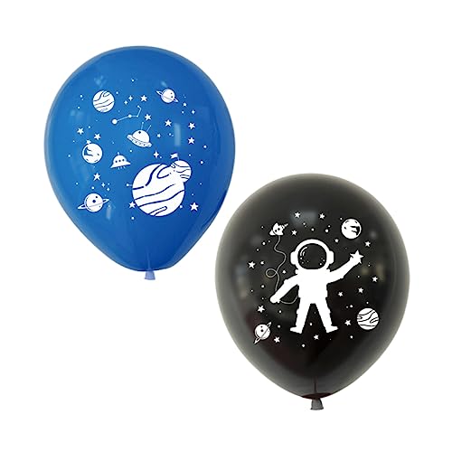 HONMEET 50 Stück Bedruckte Luftballons Für Partys Gedenkballons Folienballons Weltraumballons Astronautenballons Luftballons Für Kinder Planetenballons Schwarze Blaue Luftballons von HONMEET