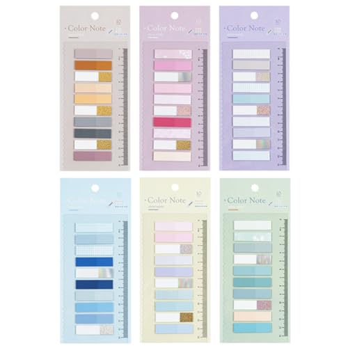 HONMEET 6 Sets Pastell Index Haftnotizen Seitenmarker Sticky Memo Pad Markierungssticker Für Büro Und Schule 20 Pro Set Ideal Für Notizen Und Seitenmarkierung von HONMEET