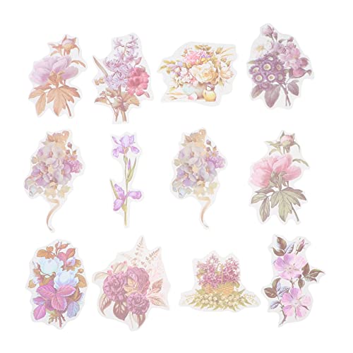 HONMEET 60St Aufkleber errötendes Dekor Journaling Scrapbooking Pflanzendekorationen Blumendekor Scrapbook Stickers Scrapbooking Sticker Scrapbook-Sticker selber Machen Papier Violett von HONMEET