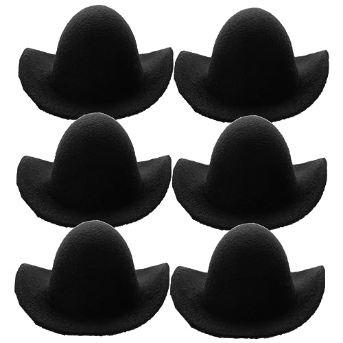 HONMEET 6st Puppenhüte Puppe Zylinder Mini-hüte Kleine Hüte Für Puppendekoration Mini-Cowgirl-Hut Hutminiatur Jeanshut Miniaturhut Cowgirl-Hut Für Mädchen Miniatur-puppenhut Stoff Black von HONMEET