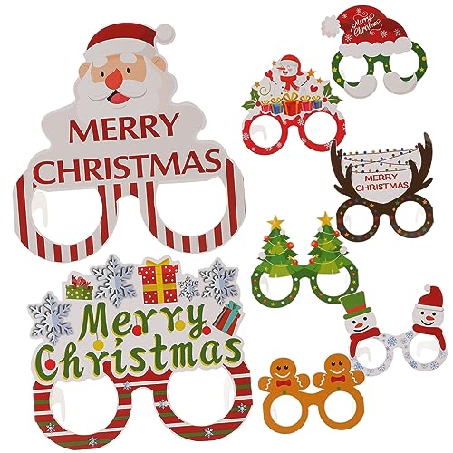 HONMEET 8St Brillen für die Weihnachtsfeier weihnachtsgläser christmas glasses partybrillen christmas sonnenbrille Requisiten für Weihnachtsfotos weihnachtsparty liefert Papier von HONMEET