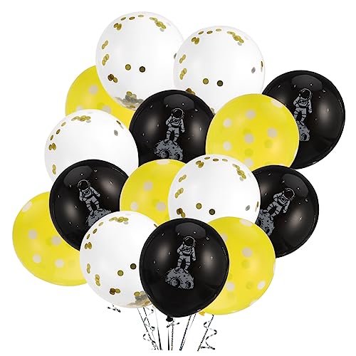 HONMEET Astronauten Latex Ballons Für Geburtstagsfeiern Schwarze Gelbe Punktballons Goldene Konfetti Ballons Perfekte Deko Für Kindergeburtstag von HONMEET