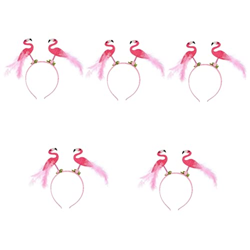 HONMEET Flamingo Haarschmuck Luau Party Stirnbänder 5pcs Flamingo Stirnband Kunststoff Cosplay Damen Kleidung Mann Tropische Stirnbänder Flamingo Haarband von HONMEET