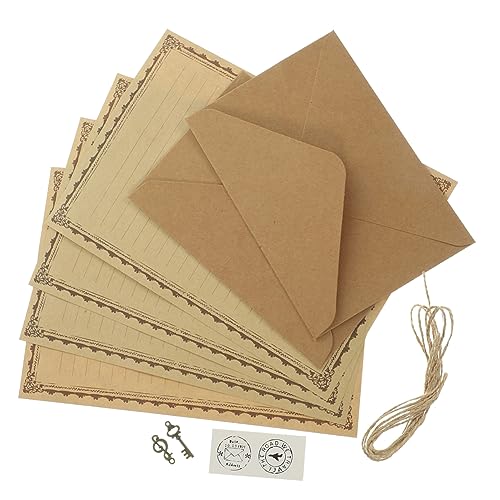 HONMEET Retro Briefpapier Set Mit Umschlägen Aus Kraftpapier A5 Schreibpapier Für Nostalgische Briefe Und Einladungen Vintage Notizblock Für Kreative Bastelprojekte 20 Teilig von HONMEET