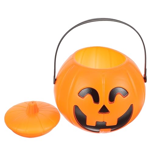 HONMEET Tragbarer Kürbiseimer Halloween-kürbisschale Halloween-tasche Spielzeugeimer Kleiner Minieimer Geleebonbons Süßes Oder Saures Töpfe Wirbeldekor Kürbiskorb Für Süßigkeiten Pp Orange von HONMEET