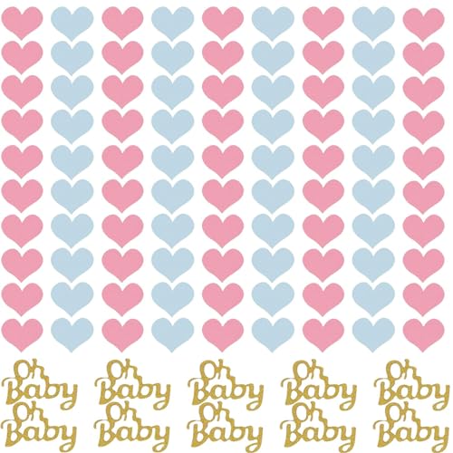 100 Stück Gender Reveal Konfetti, Oh Baby Party Deko Konfetti, Babyparty Tischdeko Rosa Blau Glitzer Confetti Junge Mädchen für Geschlecht Reveal Geburtstag Party Baby Dusche Zubehör von HONUTIGE