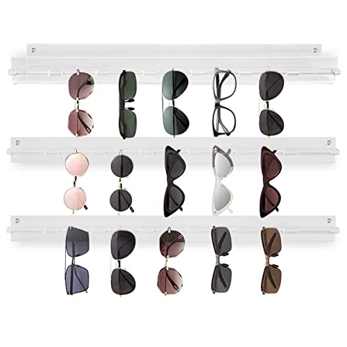 HONZUEN Sonnenbrillen Aufbewahrung Organizer,3 Stück Durchsichtig Acryl Sonnenbrillen Organizer Sonnenbrillenhalter,Wandmontage Brillenhalter Brillen Organizer Display für Sonnenbrillen Brillen von HONZUEN