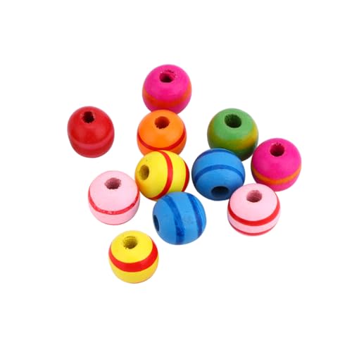 100St bunte perlen selber machen Abstandshalter für Schmuck Zubehör zur Schmuckherstellung bastelmaterial für kinder bastelsets für kinder DIY-Perlen runde Holzperlen Colorful HOODANCOS von HOODANCOS