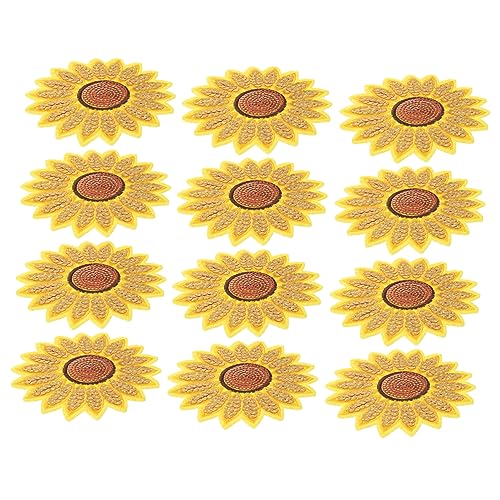 12 Stück Mit Pailletten Bestickte Sonnenblumen Patchaufkleber Stickerei Pailletten Patches Bestickte Jeans Bestickte Abzeichen Zum Aufnähen Von Kleidungszubehör Stoffzubehör HOODANCOS von HOODANCOS