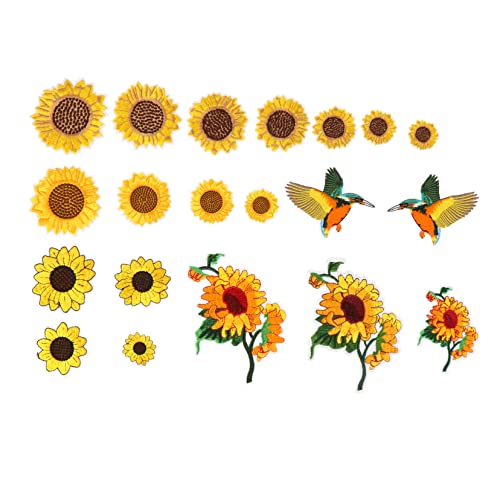 20st Sonnenblumen Tuch Aufkleber Stickerei-stoffflicken Aufnäher Für Jeans Stickereiflecken Patch-aufkleber Für Kleidung Sonnenblumen-applikationen Blumendekor Polyester Colorful HOODANCOS von HOODANCOS