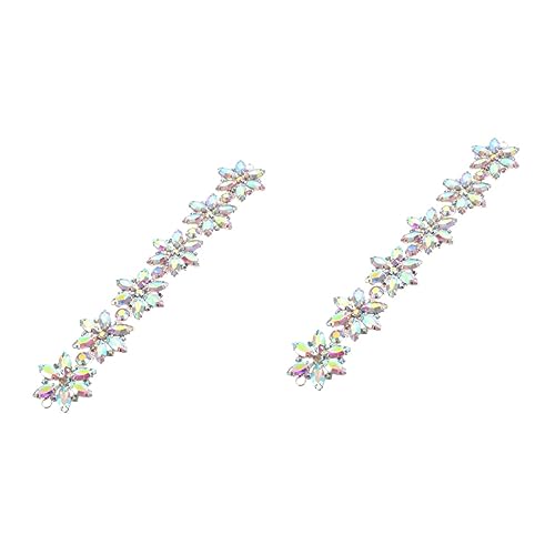 2St Blumenkette aus Strass haar zubehör haarschmuck Hochzeitsdekorationen Diamant-Dekor Strasssteine Damengürtel DIY Kleidung Strass Applikation Schuhe dekorative Strass-Patches HOODANCOS von HOODANCOS