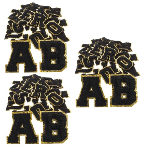 3 Sätze Stoffaufkleber Mit Englischem Alphabet Aufnäher Für Kleidungsstücke Chenille-buchstaben-patches Tshirts Aufbügler Buchstaben Buchstabenförmige Aufnäher Black 26 Stück * 3 HOODANCOS von HOODANCOS