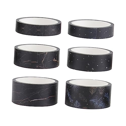 HOODANCOS 1 Karton 6 Rollen Klebeband Geschenkverpackungsband Washi-Tape-Dekor hand DIY tape Sammelalbum Malerband scrapbook scheckheft verpacktes Washi-Tape Handkonto Papierband Black von HOODANCOS