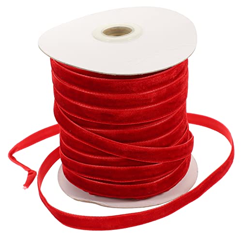 HOODANCOS 1 Rolle Beflockungsband seidenband ribbon Schleifenband geschenkband ehering Gummiband umschlagen Band Haarspange dekorative bänder Bastelbedarf zum Selbermachen Nylon rot von HOODANCOS